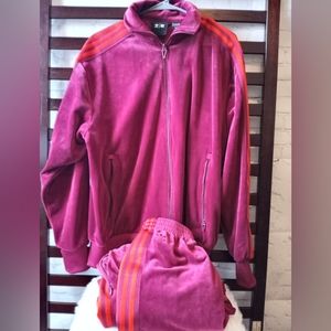 Adidas x Ivy Park Pants + Jacket  Burgundy Velour Track Suit (All Gender)
